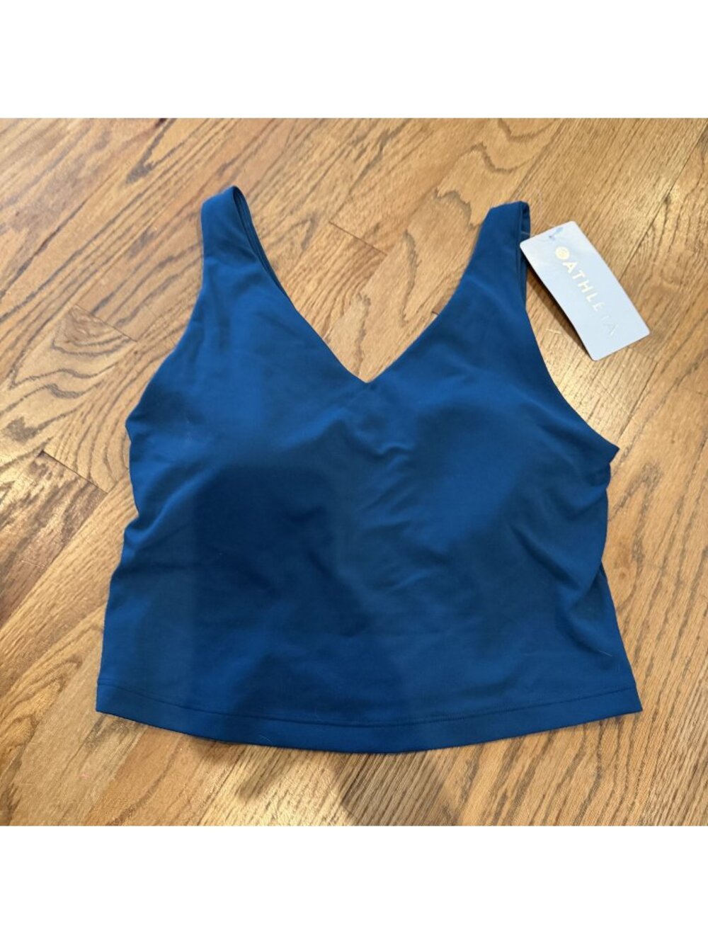 Athleta Womens Teal Green Small Sports Bra New Transcend V Neck